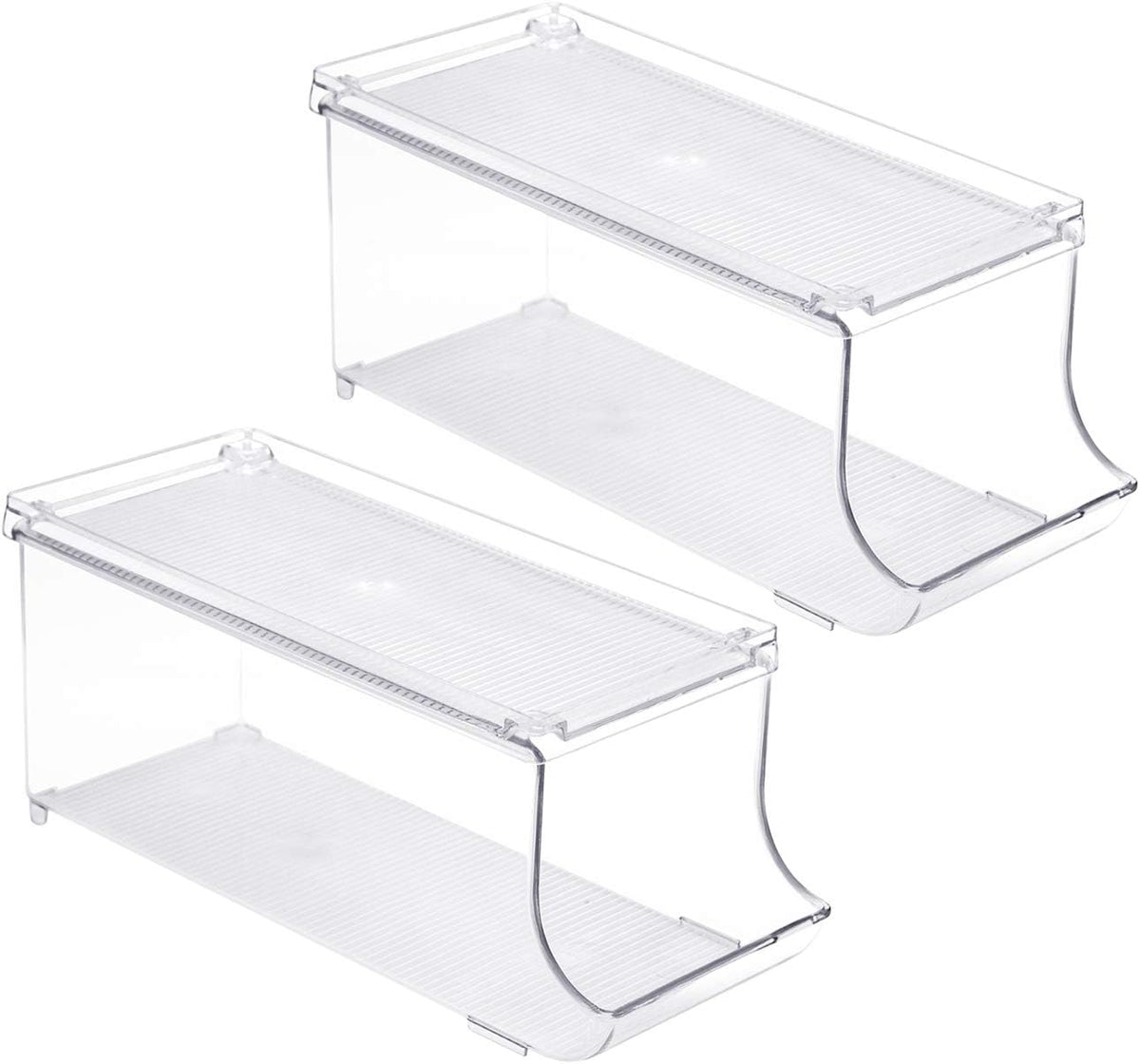 Clear Skinny Can Organizer for Fridge, Stackable with Lids