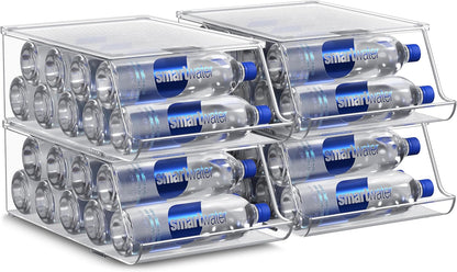Clear Skinny Can Organizer for Fridge, Stackable with Lids