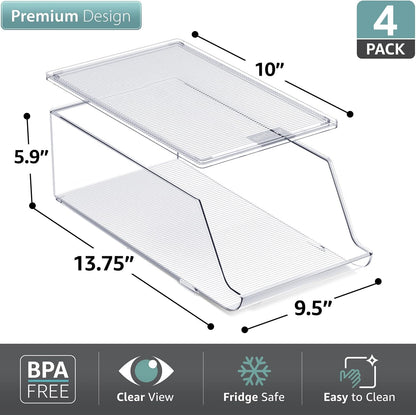 Clear Skinny Can Organizer for Fridge, Stackable with Lids