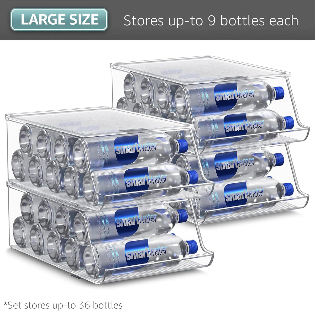 Clear Skinny Can Organizer for Fridge, Stackable with Lids