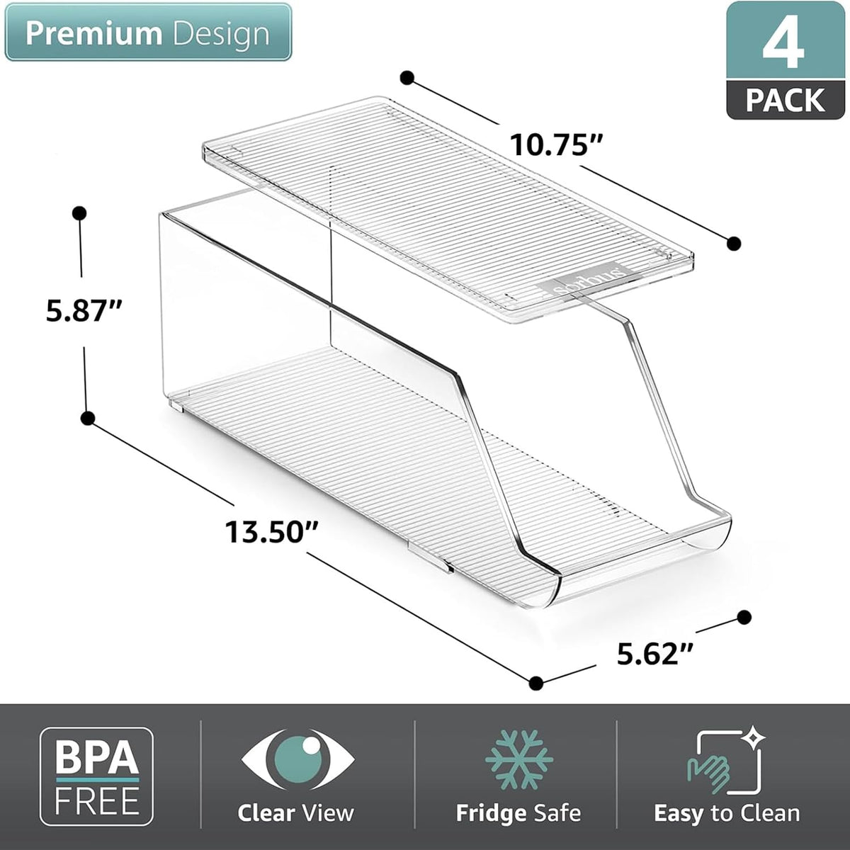 Clear Skinny Can Organizer for Fridge, Stackable with Lids