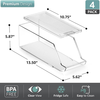 Clear Skinny Can Organizer for Fridge, Stackable with Lids