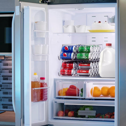 Clear Skinny Can Organizer for Fridge, Stackable with Lids