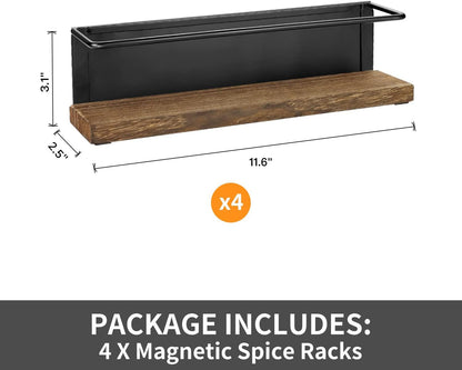 Magnetic Spice Rack with 24 Jars, 216 Labels, 1 Steel Funnel for Refrigerator，Microwave Oven - Full Set of Spice Organizer