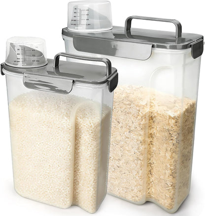 Komzon Rice Storage Containers, Airtight Cereal Containers Storage 20+10 lb Extra Large, BPA Free Rice dispenser with Pouring Spout, Pet Dog Cat Bird Food Container