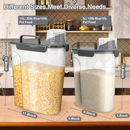 Komzon Rice Storage Containers, Airtight Cereal Containers Storage 20+10 lb Extra Large, BPA Free Rice dispenser with Pouring Spout, Pet Dog Cat Bird Food Container