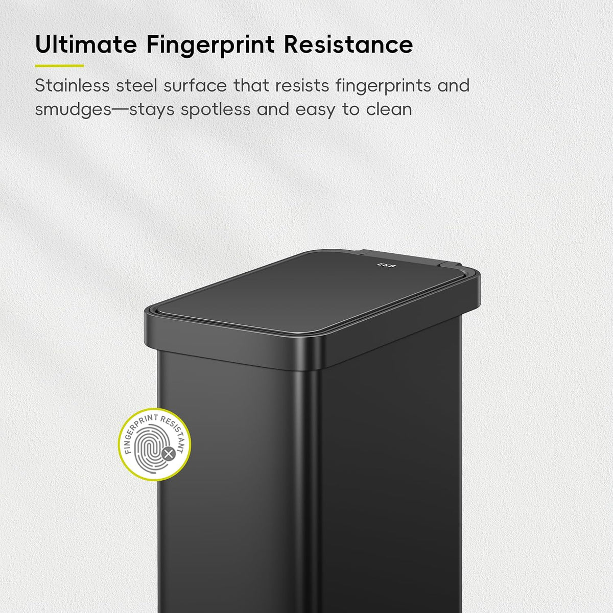 Hudson Slim 50L / 13.2 Gallon Kitchen Trash Can with Lid, Stainless Steel Step Garbage Can for Kitchen or Home, Space-Saving Garbage Can with Soft Close Lid, Stay-Open, Liner Ring, Handle