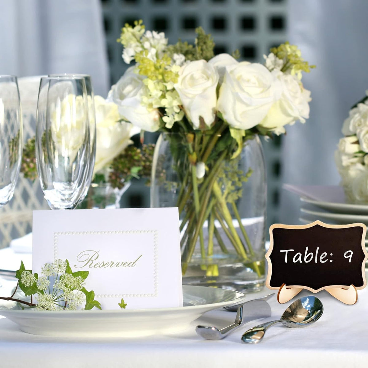 24 Pcs Small Chalkboard Labels, with Easel Stand, Wooden Blackboard | Mini Chalkboard Signs for Table Numbers, Food Signs, Wedding Signs, Place Cards & Event Decoration, includes 1 Liquid Chalk