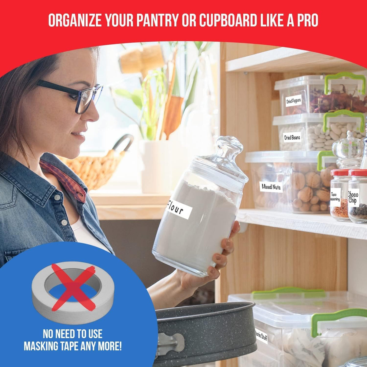 Removable Food Labels for Containers (96-Pack) 1x3 & 1.5" Erasable Kitchen Labels for Organizing, Freezer & Fridge, White Dry Erase Labels for Jars