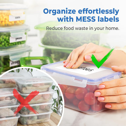 Removable Food Labels for Containers (96-Pack) 1x3 & 1.5" Erasable Kitchen Labels for Organizing, Freezer & Fridge, White Dry Erase Labels for Jars