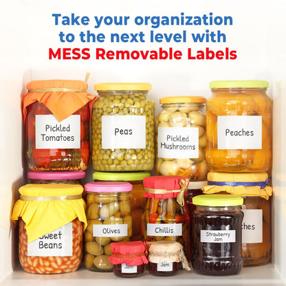 Removable Food Labels for Containers (96-Pack) 1x3 & 1.5" Erasable Kitchen Labels for Organizing, Freezer & Fridge, White Dry Erase Labels for Jars