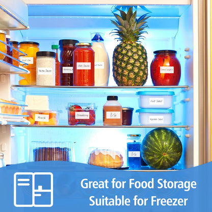 350（1 Rolls） Dissolvable Food Labels with Dispenser, 1" x 2" | BPA-Free Water Dissolving Labels, No Residue, Ideal for Freezer Meal Prep Containers, Glass Jars & Storage Bags