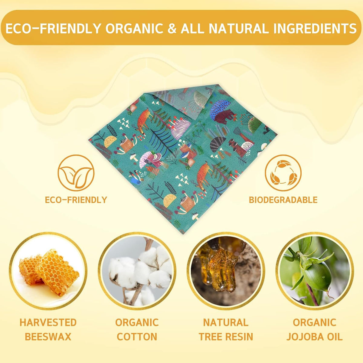 Reusable Beeswax Wrap - 9 Pack Beeswax Wraps for Food, Eco-Friendly Beeswax Food Wraps, Bread Sandwich Wrapper - Organic, Sustainable, Zero Waste, Reusable Plastic-Free Food Storage Wrap, 1XL, 3M, 5S