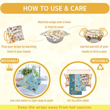 Reusable Beeswax Wrap - 9 Pack Beeswax Wraps for Food, Eco-Friendly Beeswax Food Wraps, Bread Sandwich Wrapper - Organic, Sustainable, Zero Waste, Reusable Plastic-Free Food Storage Wrap, 1XL, 3M, 5S