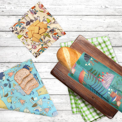 Reusable Beeswax Wrap - 9 Pack Beeswax Wraps for Food, Eco-Friendly Beeswax Food Wraps, Bread Sandwich Wrapper - Organic, Sustainable, Zero Waste, Reusable Plastic-Free Food Storage Wrap, 1XL, 3M, 5S