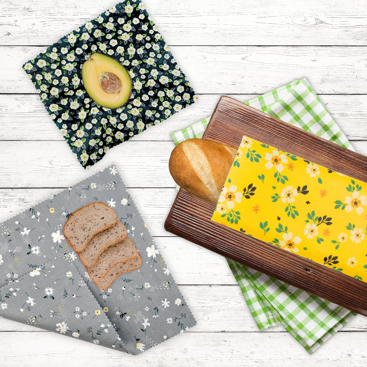Reusable Beeswax Wrap - 9 Pack Beeswax Wraps for Food, Eco-Friendly Beeswax Food Wraps, Bread Sandwich Wrapper - Organic, Sustainable, Zero Waste, Reusable Plastic-Free Food Storage Wrap, 1XL, 3M, 5S