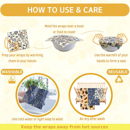 Reusable Beeswax Wrap - 9 Pack Beeswax Wraps for Food, Eco-Friendly Beeswax Food Wraps, Bread Sandwich Wrapper - Organic, Sustainable, Zero Waste, Reusable Plastic-Free Food Storage Wrap, 1XL, 3M, 5S