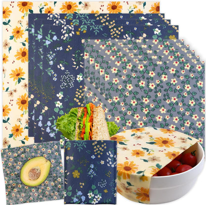 Reusable Beeswax Wrap - 9 Pack Beeswax Wraps for Food, Eco-Friendly Beeswax Food Wraps, Bread Sandwich Wrapper - Organic, Sustainable, Zero Waste, Reusable Plastic-Free Food Storage Wrap, 1XL, 3M, 5S