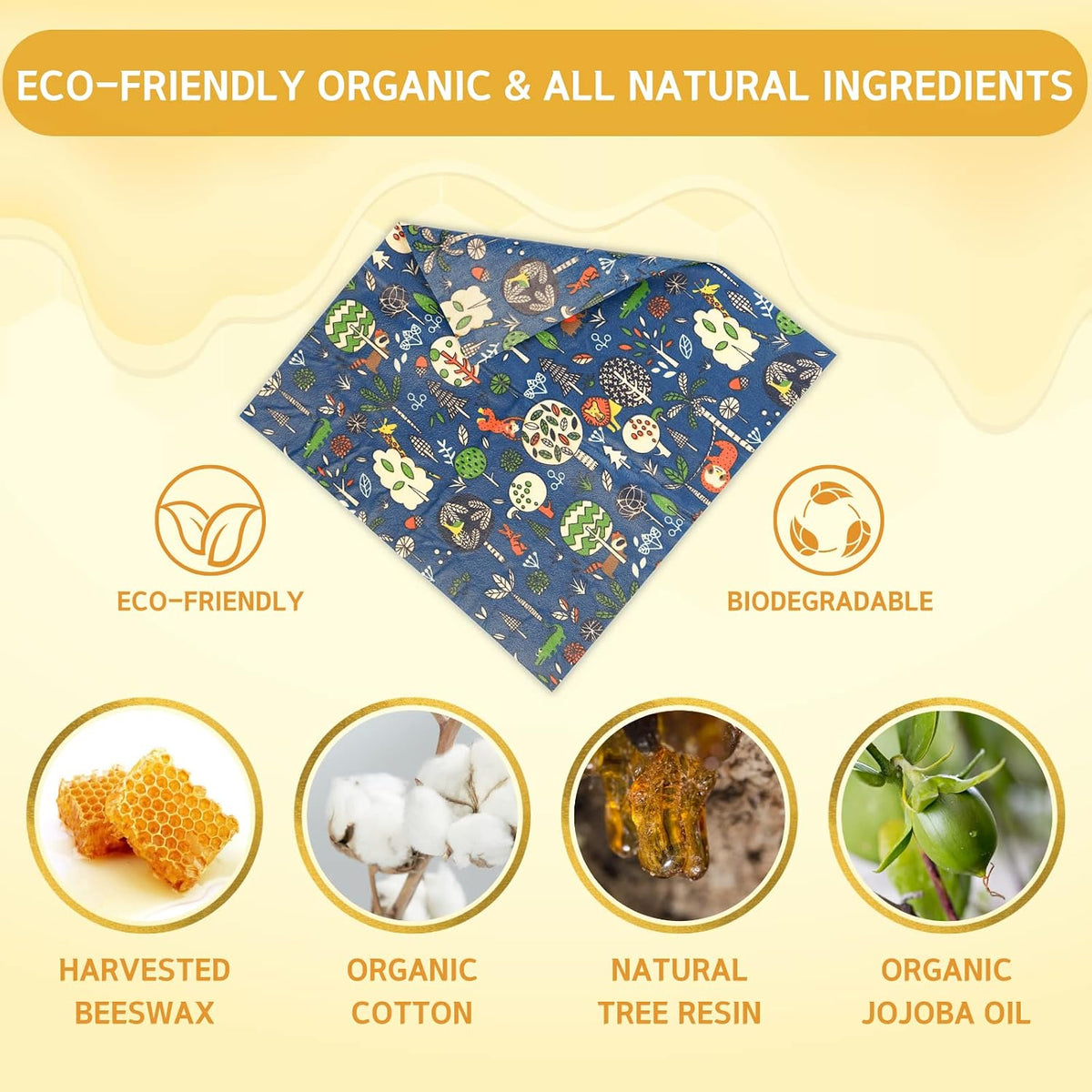 Reusable Beeswax Wrap - 9 Pack Beeswax Wraps for Food, Eco-Friendly Beeswax Food Wraps, Bread Sandwich Wrapper - Organic, Sustainable, Zero Waste, Reusable Plastic-Free Food Storage Wrap, 1XL, 3M, 5S