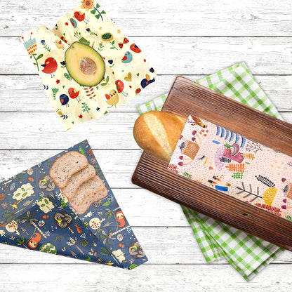 Reusable Beeswax Wrap - 9 Pack Beeswax Wraps for Food, Eco-Friendly Beeswax Food Wraps, Bread Sandwich Wrapper - Organic, Sustainable, Zero Waste, Reusable Plastic-Free Food Storage Wrap, 1XL, 3M, 5S