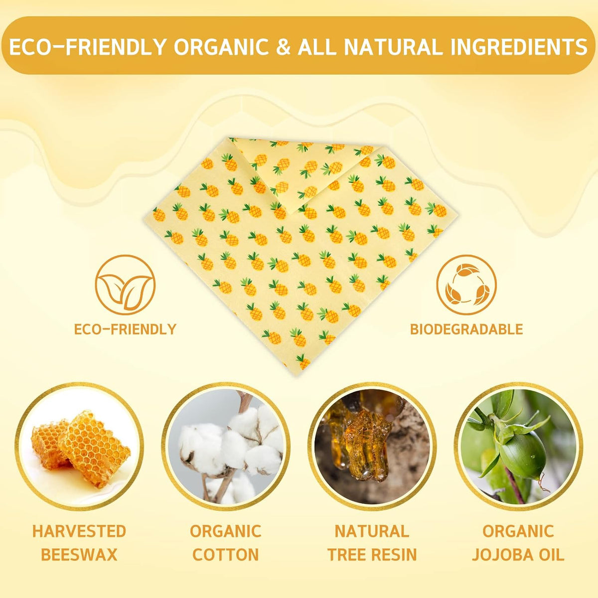 Reusable Beeswax Wrap - 9 Pack Beeswax Wraps for Food, Eco-Friendly Beeswax Food Wraps, Bread Sandwich Wrapper - Organic, Sustainable, Zero Waste, Reusable Plastic-Free Food Storage Wrap, 1XL, 3M, 5S