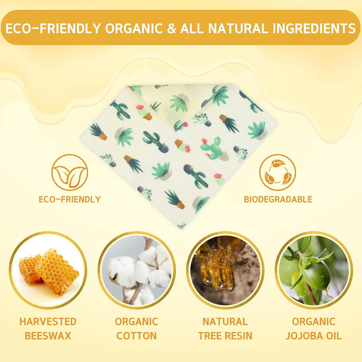 Reusable Beeswax Wrap - 9 Pack Beeswax Wraps for Food, Eco-Friendly Beeswax Food Wraps, Bread Sandwich Wrapper - Organic, Sustainable, Zero Waste, Reusable Plastic-Free Food Storage Wrap, 1XL, 3M, 5S