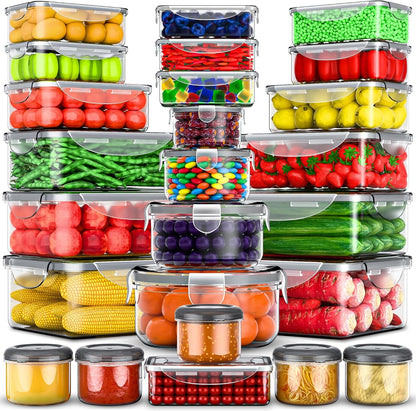 Large Food Storage Containers with Lids Airtight-85 OZ to small Containers-Total 526OZ Stackable Kitchen Set -BPA Free Leak proof containers- Freezer Microwave safe