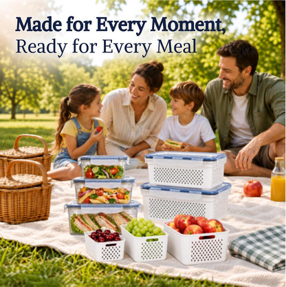 Large Food Storage Containers with Lids Airtight-85 OZ to small Containers-Total 526OZ Stackable Kitchen Set -BPA Free Leak proof containers- Freezer Microwave safe