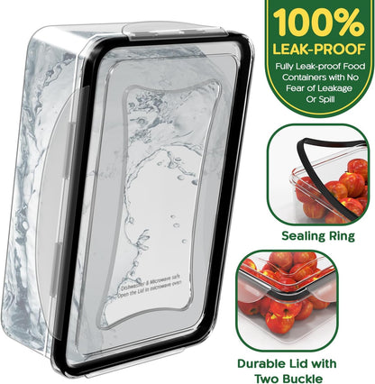 Large Food Storage Containers with Lids Airtight-85 OZ to small Containers-Total 526OZ Stackable Kitchen Set -BPA Free Leak proof containers- Freezer Microwave safe