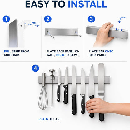 16 Inch Stainless Steel Magnetic Knife Bar with Multi-Purpose Functionality as a Knife Holder, Knife Strip, Magnetic Tool Organizer, Art Supply Organizer & Home Organizer
