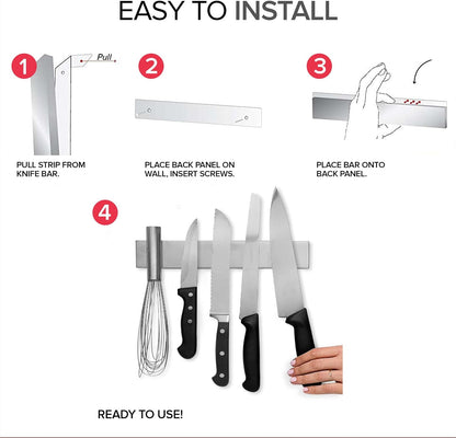 16 Inch Stainless Steel Magnetic Knife Bar with Multi-Purpose Functionality as a Knife Holder, Knife Strip, Magnetic Tool Organizer, Art Supply Organizer & Home Organizer
