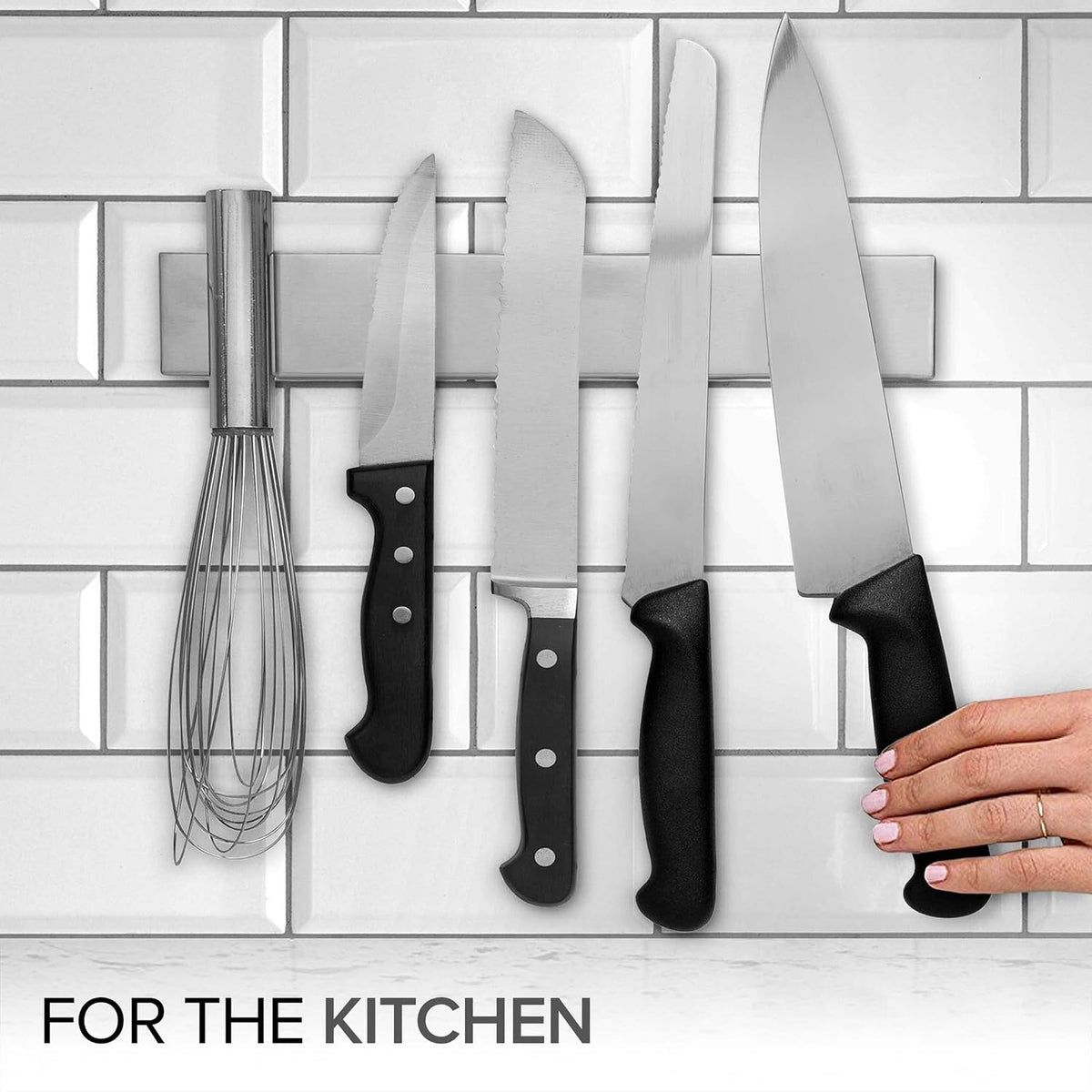 16 Inch Stainless Steel Magnetic Knife Bar with Multi-Purpose Functionality as a Knife Holder, Knife Strip, Magnetic Tool Organizer, Art Supply Organizer & Home Organizer