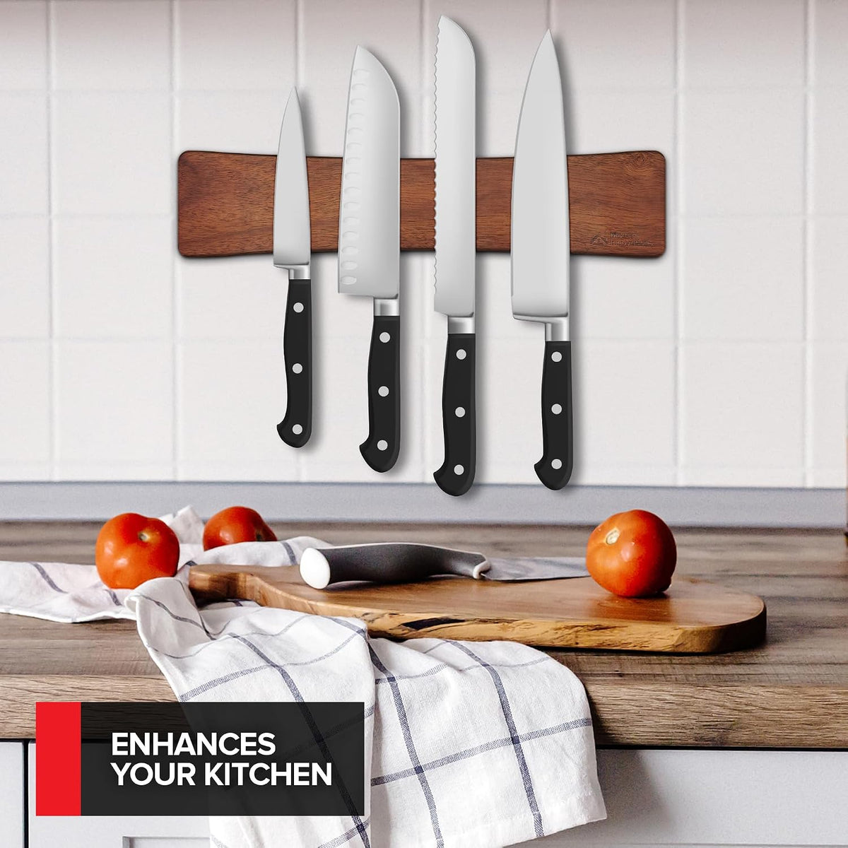 16 Inch Stainless Steel Magnetic Knife Bar with Multi-Purpose Functionality as a Knife Holder, Knife Strip, Magnetic Tool Organizer, Art Supply Organizer & Home Organizer