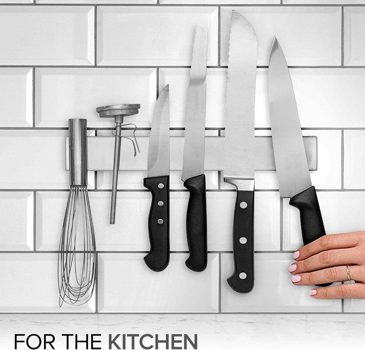 16 Inch Stainless Steel Magnetic Knife Bar with Multi-Purpose Functionality as a Knife Holder, Knife Strip, Magnetic Tool Organizer, Art Supply Organizer & Home Organizer