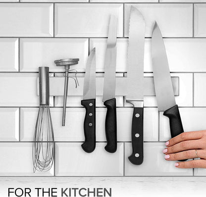 16 Inch Stainless Steel Magnetic Knife Bar with Multi-Purpose Functionality as a Knife Holder, Knife Strip, Magnetic Tool Organizer, Art Supply Organizer & Home Organizer