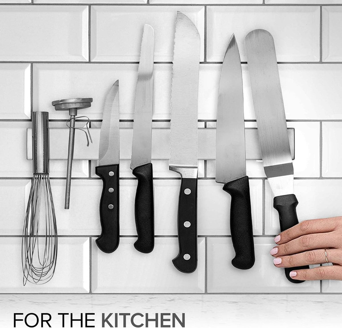 16 Inch Stainless Steel Magnetic Knife Bar with Multi-Purpose Functionality as a Knife Holder, Knife Strip, Magnetic Tool Organizer, Art Supply Organizer & Home Organizer