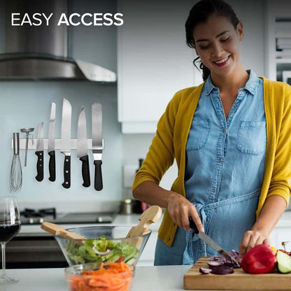 16 Inch Stainless Steel Magnetic Knife Bar with Multi-Purpose Functionality as a Knife Holder, Knife Strip, Magnetic Tool Organizer, Art Supply Organizer & Home Organizer