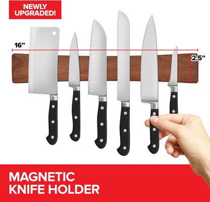 16 Inch Stainless Steel Magnetic Knife Bar with Multi-Purpose Functionality as a Knife Holder, Knife Strip, Magnetic Tool Organizer, Art Supply Organizer & Home Organizer