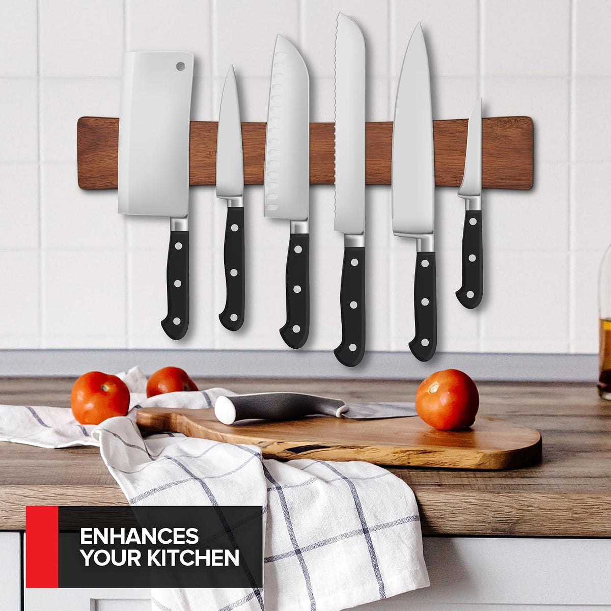 16 Inch Stainless Steel Magnetic Knife Bar with Multi-Purpose Functionality as a Knife Holder, Knife Strip, Magnetic Tool Organizer, Art Supply Organizer & Home Organizer