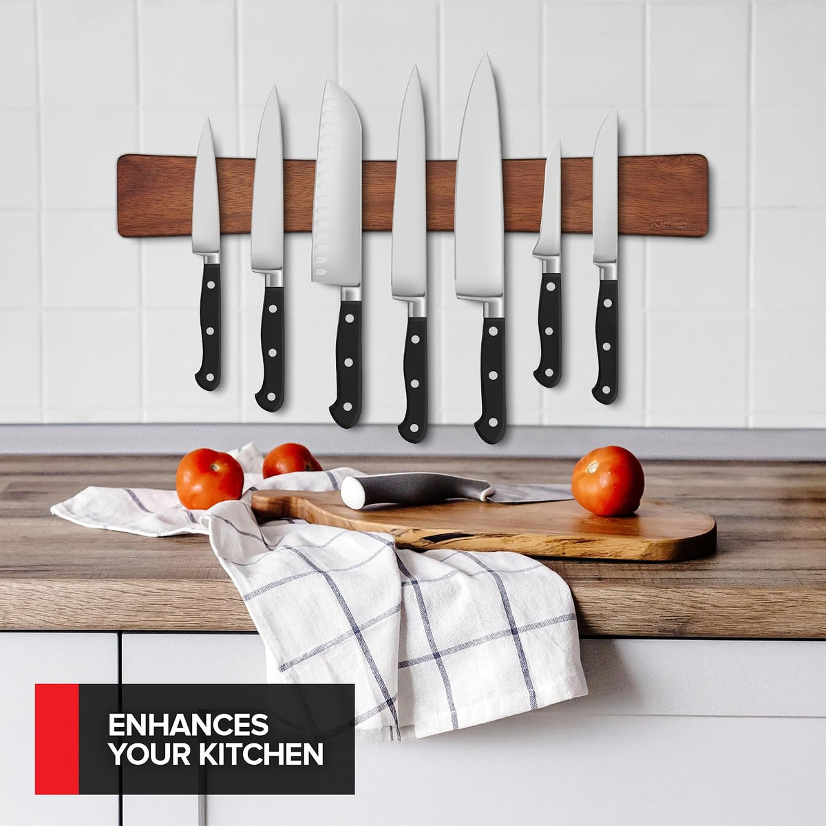16 Inch Stainless Steel Magnetic Knife Bar with Multi-Purpose Functionality as a Knife Holder, Knife Strip, Magnetic Tool Organizer, Art Supply Organizer & Home Organizer