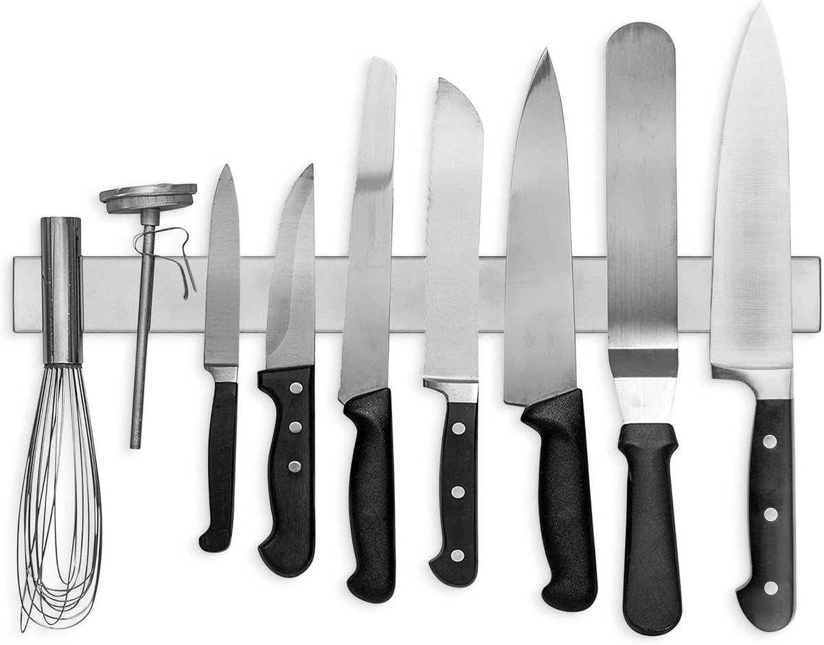 16 Inch Stainless Steel Magnetic Knife Bar with Multi-Purpose Functionality as a Knife Holder, Knife Strip, Magnetic Tool Organizer, Art Supply Organizer & Home Organizer