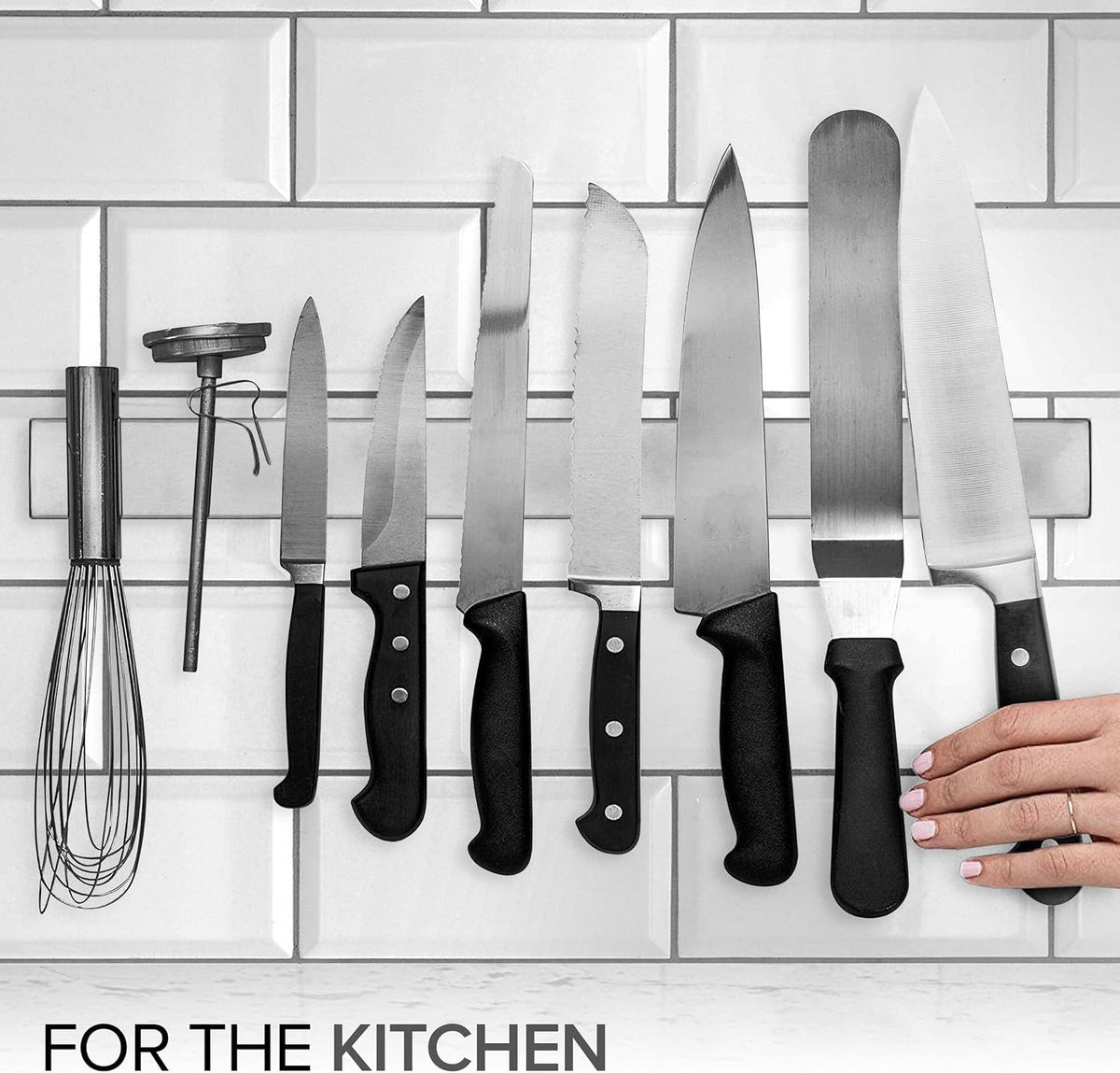 16 Inch Stainless Steel Magnetic Knife Bar with Multi-Purpose Functionality as a Knife Holder, Knife Strip, Magnetic Tool Organizer, Art Supply Organizer & Home Organizer