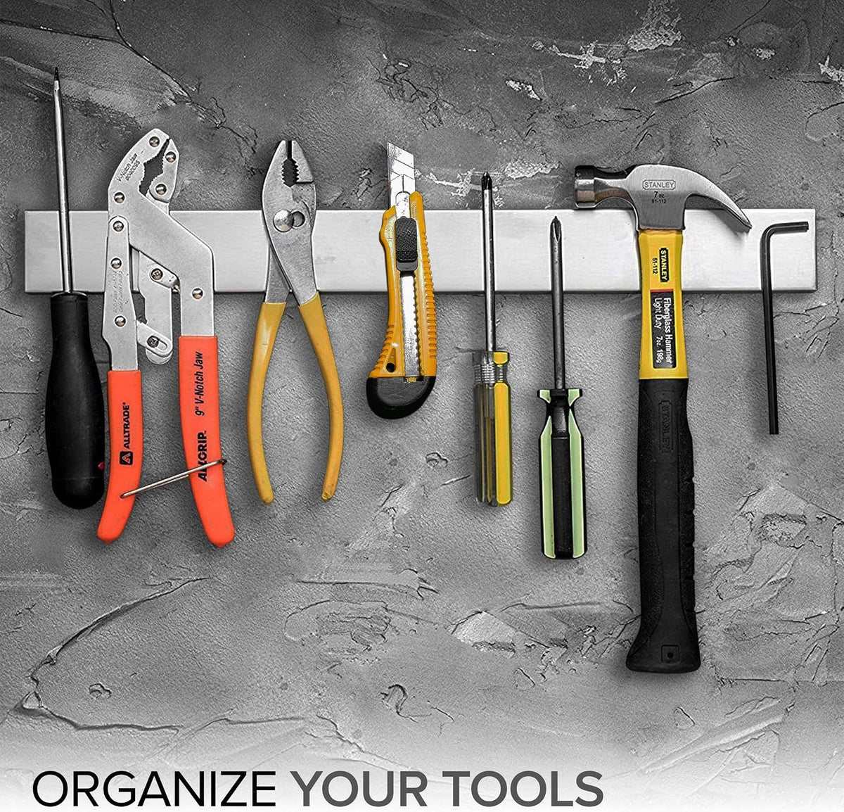 16 Inch Stainless Steel Magnetic Knife Bar with Multi-Purpose Functionality as a Knife Holder, Knife Strip, Magnetic Tool Organizer, Art Supply Organizer & Home Organizer