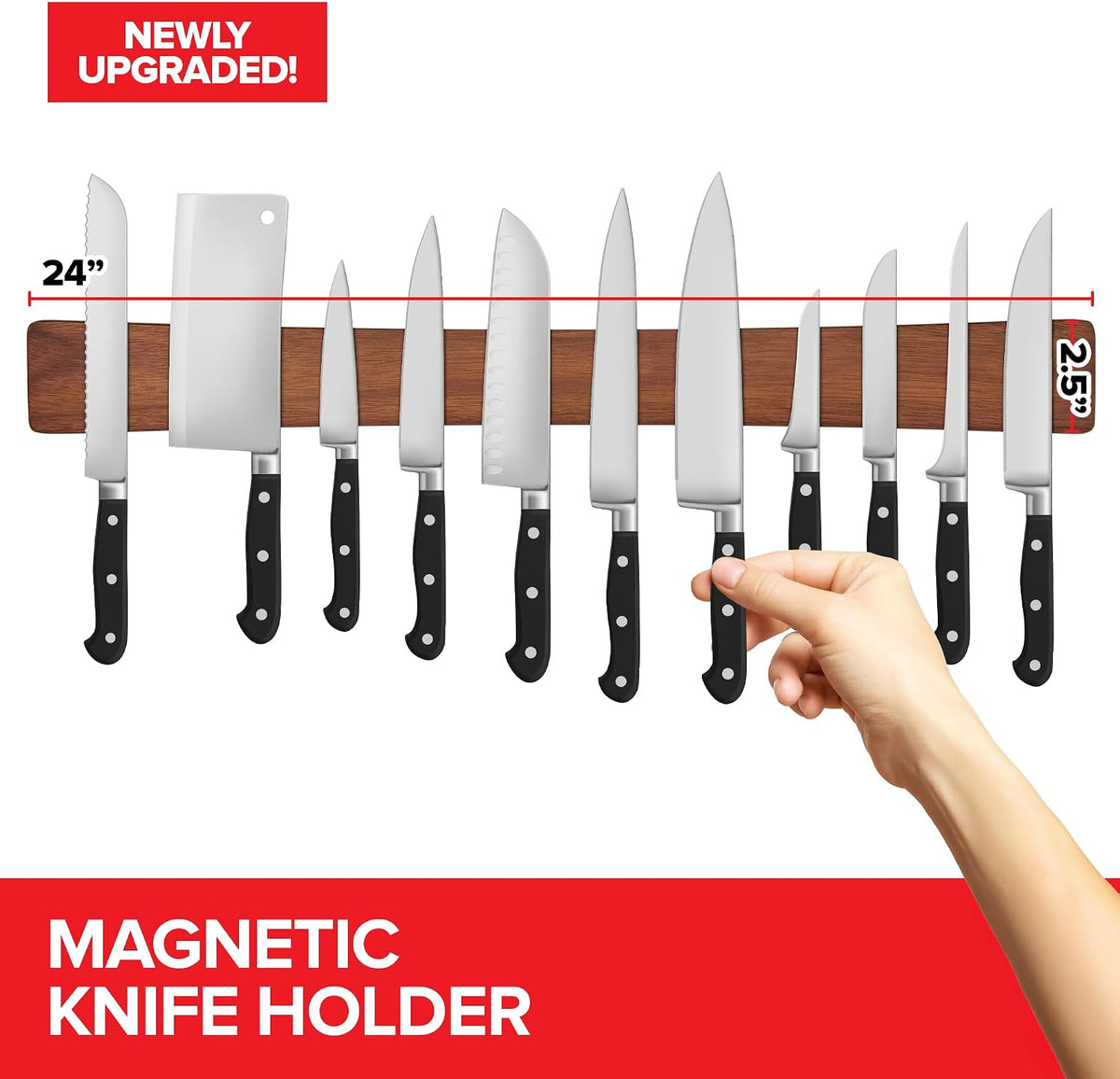 16 Inch Stainless Steel Magnetic Knife Bar with Multi-Purpose Functionality as a Knife Holder, Knife Strip, Magnetic Tool Organizer, Art Supply Organizer & Home Organizer