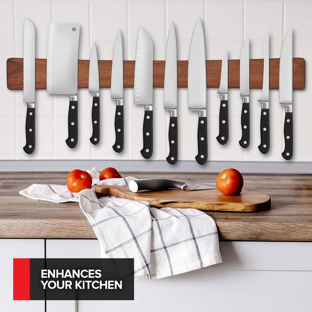 16 Inch Stainless Steel Magnetic Knife Bar with Multi-Purpose Functionality as a Knife Holder, Knife Strip, Magnetic Tool Organizer, Art Supply Organizer & Home Organizer