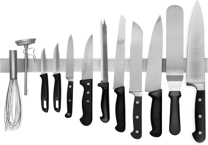 16 Inch Stainless Steel Magnetic Knife Bar with Multi-Purpose Functionality as a Knife Holder, Knife Strip, Magnetic Tool Organizer, Art Supply Organizer & Home Organizer