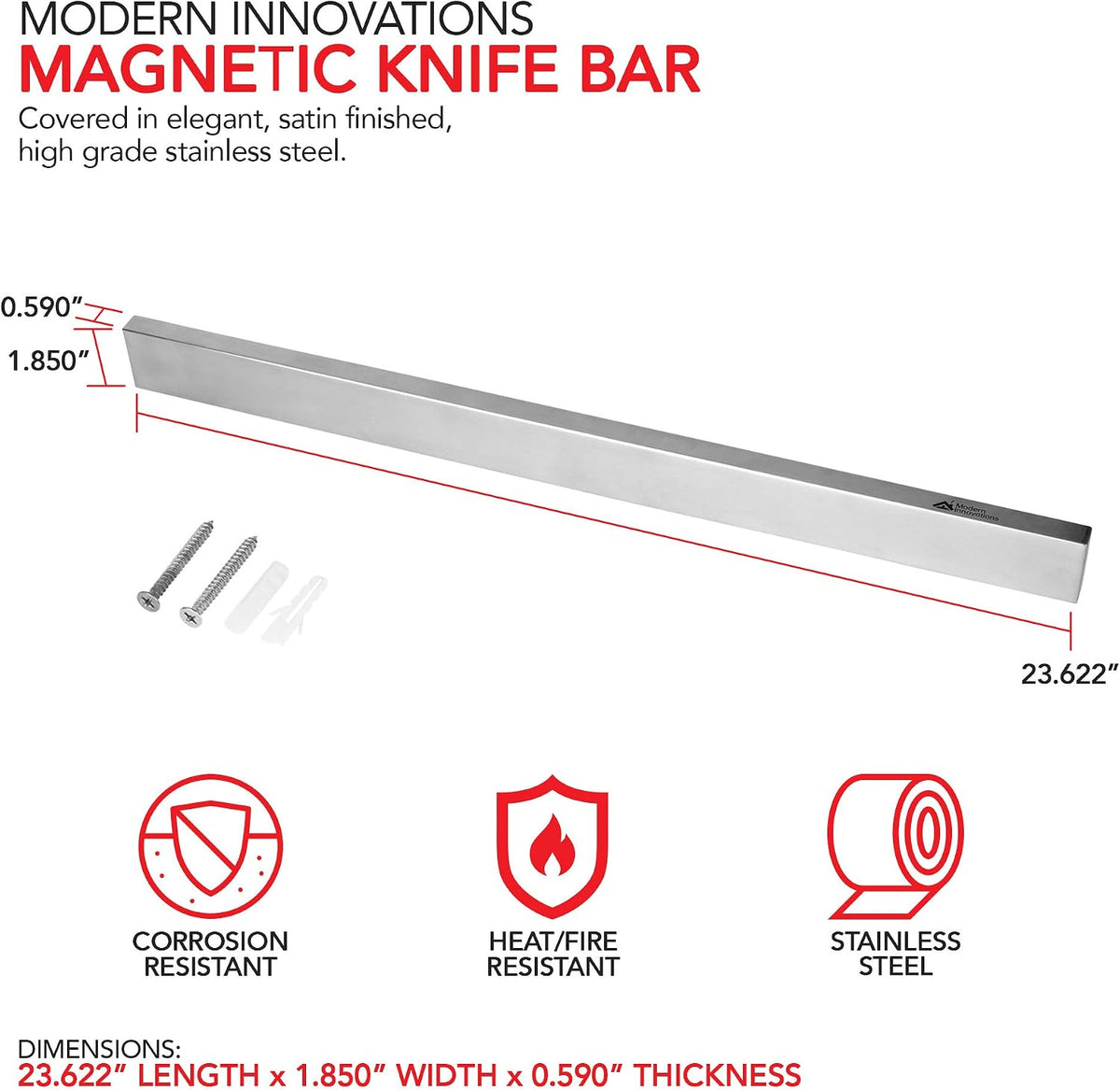 16 Inch Stainless Steel Magnetic Knife Bar with Multi-Purpose Functionality as a Knife Holder, Knife Strip, Magnetic Tool Organizer, Art Supply Organizer & Home Organizer