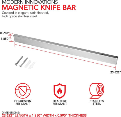 16 Inch Stainless Steel Magnetic Knife Bar with Multi-Purpose Functionality as a Knife Holder, Knife Strip, Magnetic Tool Organizer, Art Supply Organizer & Home Organizer