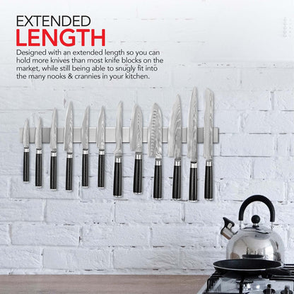 16 Inch Stainless Steel Magnetic Knife Bar with Multi-Purpose Functionality as a Knife Holder, Knife Strip, Magnetic Tool Organizer, Art Supply Organizer & Home Organizer