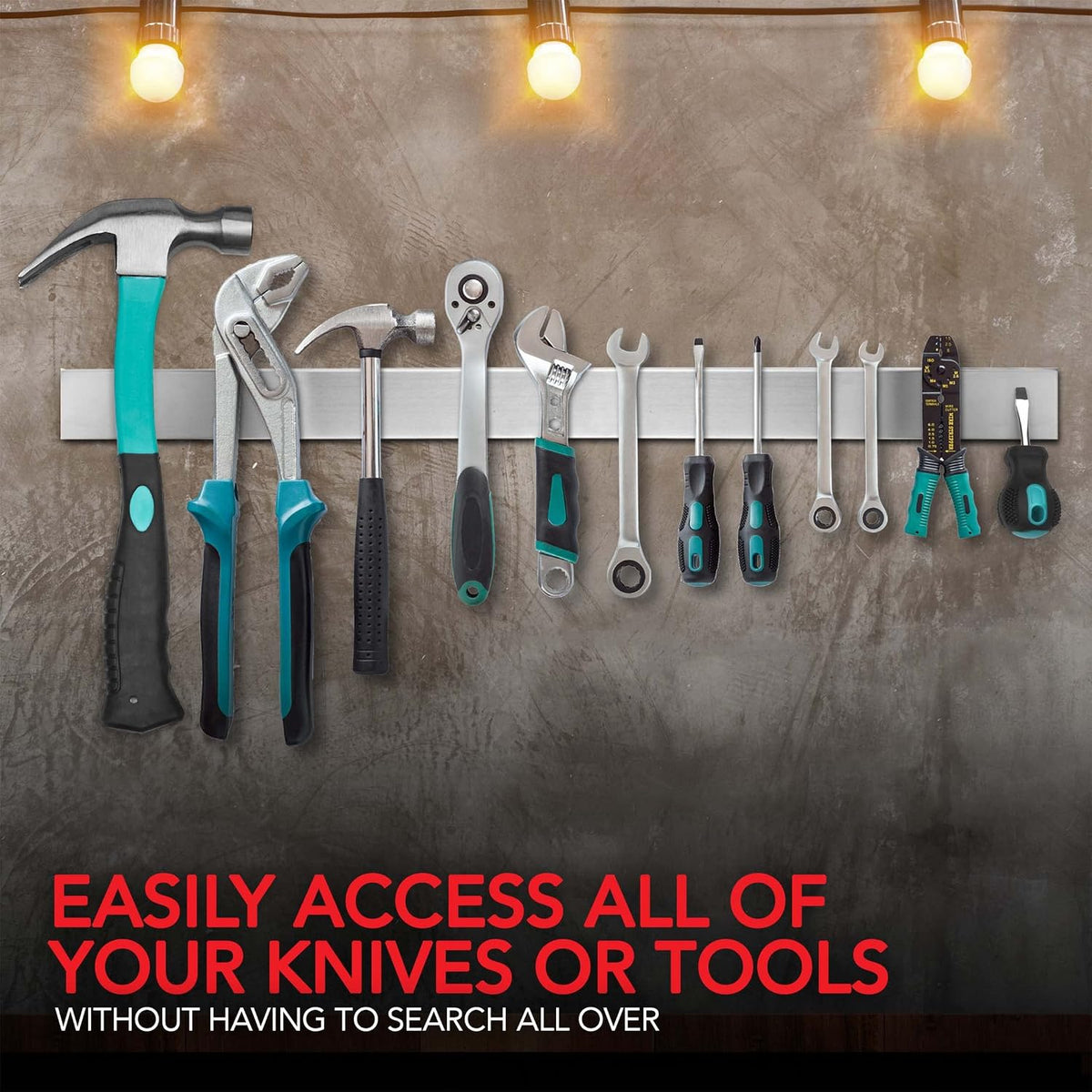16 Inch Stainless Steel Magnetic Knife Bar with Multi-Purpose Functionality as a Knife Holder, Knife Strip, Magnetic Tool Organizer, Art Supply Organizer & Home Organizer
